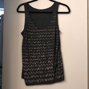 Loft gray sequin tank top